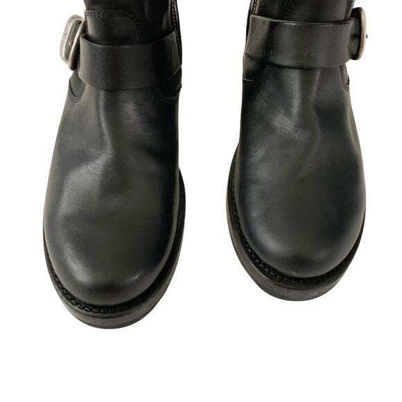 Frye Veronica Moto Buckle Leather Booties Black - Picture 8 of 11
